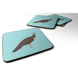 Caroline'S Treasures Indian Peahen Peafowl Blue Check Decorative Coasters, 3.5, Multicolor
