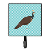 Caroline'S Treasures Indian Peahen Peafowl Blue Check Wall Hook, Small, Multicolor