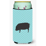Caroline'S Treasures Devon Large Black Pig Blue Check Decorative Can Hugger, Tall Boy, Multicolor