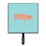 Caroline'S Treasures American Landrace Pig Blue Check Wall Hook, Small, Multicolor
