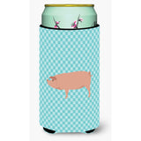 Caroline'S Treasures American Landrace Pig Blue Check Decorative Can Hugger, Tall Boy, Multicolor