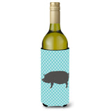 Caroline'S Treasures Berkshire Pig Blue Check Decorative Bottle Hugger, 750 Ml, Multicolor