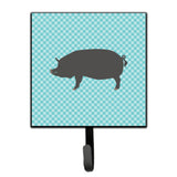 Caroline'S Treasures Berkshire Pig Blue Check Wall Hook, Small, Multicolor