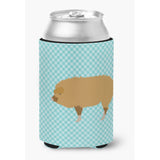 Caroline'S Treasures Hungarian Mangalica Pig Blue Check Decorative Can Hugger, Multicolor