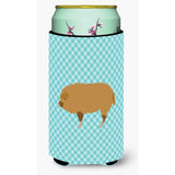 Caroline'S Treasures Hungarian Mangalica Pig Blue Check Decorative Can Hugger, Tall Boy, Multicolor