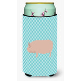 Caroline'S Treasures Welsh Pig Blue Check Decorative Can Hugger, Tall Boy, Multicolor