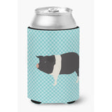 Caroline'S Treasures Hampshire Pig Blue Check Decorative Can Hugger, Multicolor