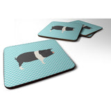 Caroline'S Treasures Hampshire Pig Blue Check Decorative Coasters, 3.5, Multicolor
