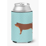 Caroline'S Treasures Duroc Pig Blue Check Decorative Can Hugger, Multicolor
