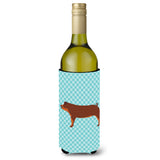 Caroline'S Treasures Duroc Pig Blue Check Decorative Bottle Hugger, 750 Ml, Multicolor