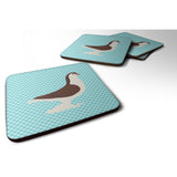Caroline'S Treasures Large Pigeon Blue Check Decorative Coasters, 3.5, Multicolor