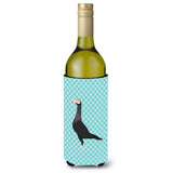 Caroline'S Treasures English Carrier Pigeon Blue Check Decorative Bottle Hugger, 750 Ml, Multicolor