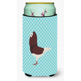 Caroline'S Treasures Capuchin Red Pigeon Blue Check Decorative Can Hugger, Tall Boy, Multicolor