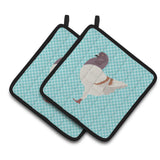 Caroline'S Treasures German Modena Pigeon Blue Check Decorated Pot Holder, 7.5 X 7.5