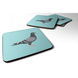 Caroline'S Treasures Racing Pigeon Blue Check Decorative Coasters, 3.5, Multicolor