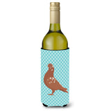 Caroline'S Treasures African Owl Pigeon Blue Check Decorative Bottle Hugger, 750 Ml, Multicolor
