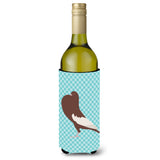 Caroline'S Treasures English Pouter Pigeon Blue Check Decorative Bottle Hugger, 750 Ml, Multicolor