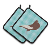 Caroline'S Treasures English Pouter Pigeon Blue Check Decorated Pot Holder, 7.5 X 7.5
