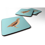 Caroline'S Treasures Golden Phoenix Quail Blue Check Decorative Coasters, 3.5, Multicolor