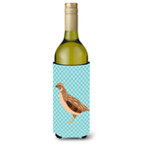 Caroline'S Treasures Golden Phoenix Quail Blue Check Decorative Bottle Hugger, 750 Ml, Multicolor