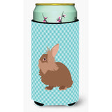 Caroline'S Treasures Lionhead Rabbit Blue Check Decorative Can Hugger, Tall Boy, Multicolor