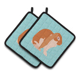 Caroline'S Treasures English Lop Rabbit Blue Check Decorated Pot Holder, 7.5 X 7.5