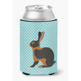 Caroline'S Treasures Tan Rabbit Blue Check Decorative Can Hugger, Multicolor