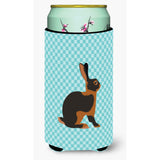 Caroline'S Treasures Tan Rabbit Blue Check Decorative Can Hugger, Tall Boy, Multicolor