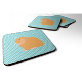 Caroline'S Treasures Holland Lop Rabbit Blue Check Decorative Coasters, 3.5, Multicolor
