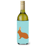 Caroline'S Treasures Rex Rabbit Blue Check Decorative Bottle Hugger, 750 Ml, Multicolor