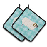 Caroline'S Treasures Scottish Blackface Sheep Blue Check Decorated Pot Holder, 7.5 X 7.5