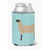 Caroline'S Treasures Hampshire Down Sheep Blue Check Decorative Can Hugger, Multicolor