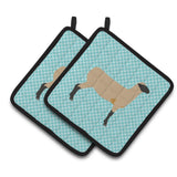 Caroline'S Treasures Hampshire Down Sheep Blue Check Decorated Pot Holder, 7.5 X 7.5