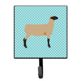Caroline'S Treasures Hampshire Down Sheep Blue Check Wall Hook, Small, Multicolor