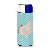Caroline'S Treasures White Holland Turkey Blue Check Decorative Can Hugger, Slim, Multicolor