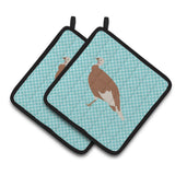 Caroline'S Treasures Jersey Buff Turkey Hen Blue Check Decorated Pot Holder, 7.5 X 7.5