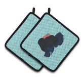 Caroline'S Treasures Norfolk Black Turkey Blue Check Decorated Pot Holder, 7.5 X 7.5