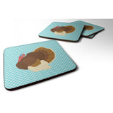 Caroline'S Treasures French Turkey Dindon Blue Check Decorative Coasters, 3.5, Multicolor