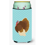Caroline'S Treasures French Turkey Dindon Blue Check Decorative Can Hugger, Tall Boy, Multicolor
