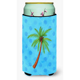 Caroline'S Treasures Palm Tree Blue Polkadot Beverage Insulator Hugger, Tall, Multicolor