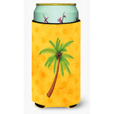 Caroline'S Treasures Palm Tree Yellow Polkadot Beverage Insulator Hugger, Tall, Multicolor