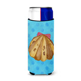 Caroline'S Treasures Sea Shell Blue Polkadot Beverage Insulator Hugger, Slim, Multicolor