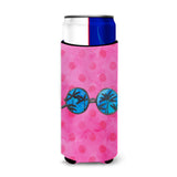 Caroline'S Treasures Sunglasses Pink Polkadot Beverage Insulator Hugger, Slim, Multicolor
