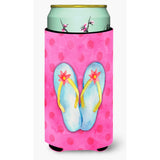Caroline'S Treasures Flip Flops Pink Polkadot Beverage Insulator Hugger, Tall, Multicolor
