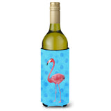Caroline'S Treasures Flamingo Blue Polkadot Beverage Insulator Hugger, 750 Ml, Multicolor