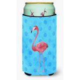 Caroline'S Treasures Flamingo Blue Polkadot Beverage Insulator Hugger, Tall, Multicolor