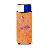 Caroline'S Treasures Flamingo Orange Polkadot Beverage Insulator Hugger, Slim, Multicolor