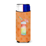 Caroline'S Treasures Umberella Cocktail Orange Polkadot Beverage Insulator Hugger, Slim, Multicolor