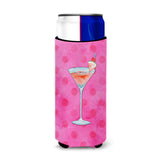 Caroline'S Treasures Summer Martini Pink Polkadot Beverage Insulator Hugger, Slim, Multicolor