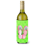 Caroline'S Treasures Pink Flip Flops Green Polkadot Beverage Insulator Hugger, 750 Ml, Multicolor